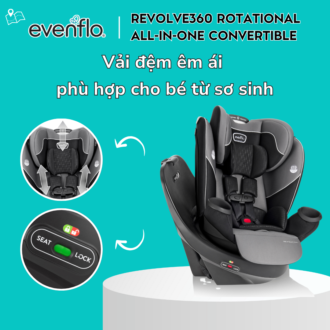 Ghế ngồi ô tô Evenflo Revolve360 Rotational All-In-One Convertible Amherst
